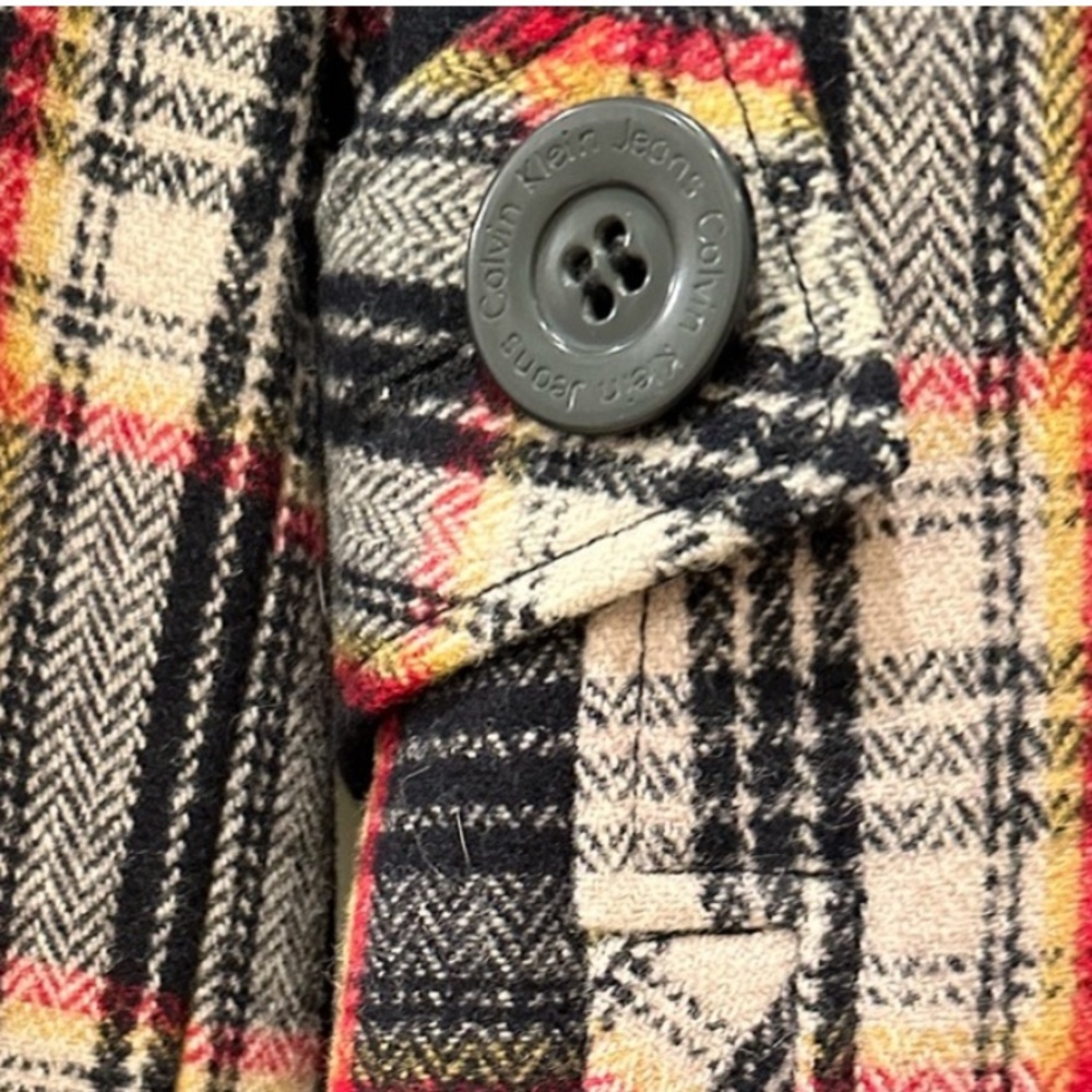 Calvin Klein Plaid Pea Coat Size 12 - Picture 4 of 5